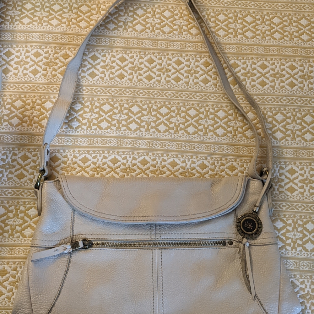 The Sak Cream Shoulder Bag with Zipper Detail